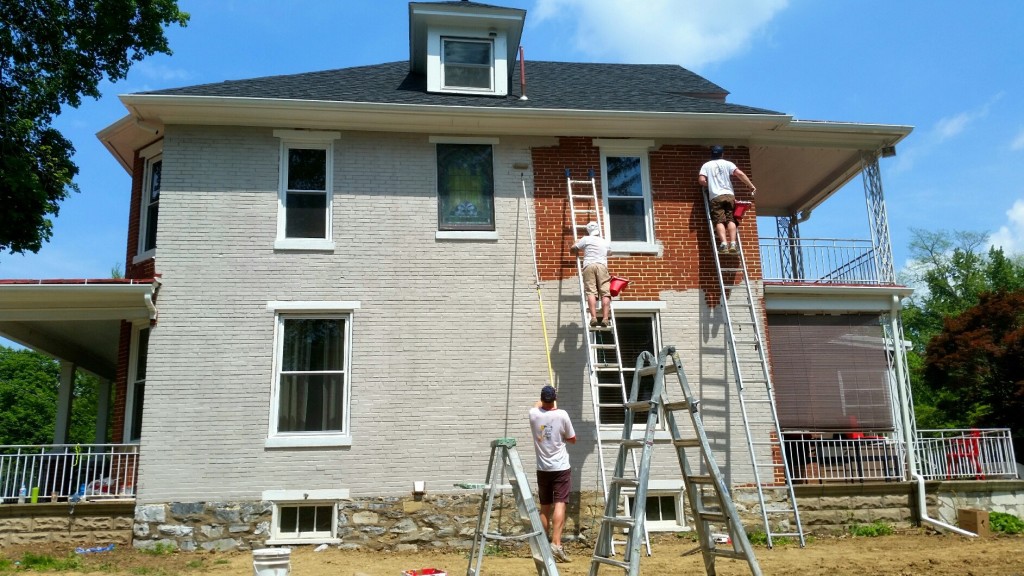 Just Add paint painting brick DURING in Camp Hill, PA 