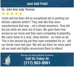 Just Add Paint cabinet painting Mechanicsburg, PA 5-STAR REVIEW